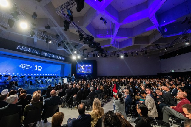 Klaus Schwab, Founder and Executive Chairman, World Economic Forum, speaking in the Welcome Message session at the World Economic Forum Annual Meeting 2020 in Davos-Klosters, Switzerland, 20 January. Congress Centre - Congress Hall. Copyright by World Economic Forum/Mattias Nutt