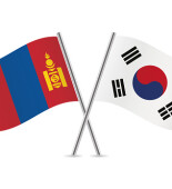 Mongolia and South Korea flags. Vector illustration.